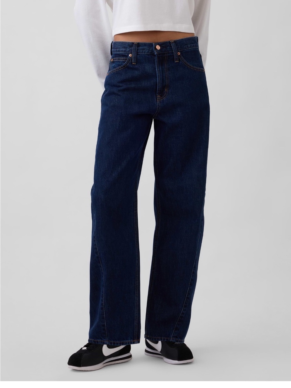 NWOT GAP High Rise Barrel Jeans 100% Cotton in Dark Rinse Waist 30 Size 10P